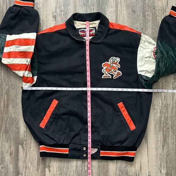 Vintage Jeff Hamilton NCAA Miami Hurricanes Orange Bowl Leather Jacket Size M - Picture 15 of 16